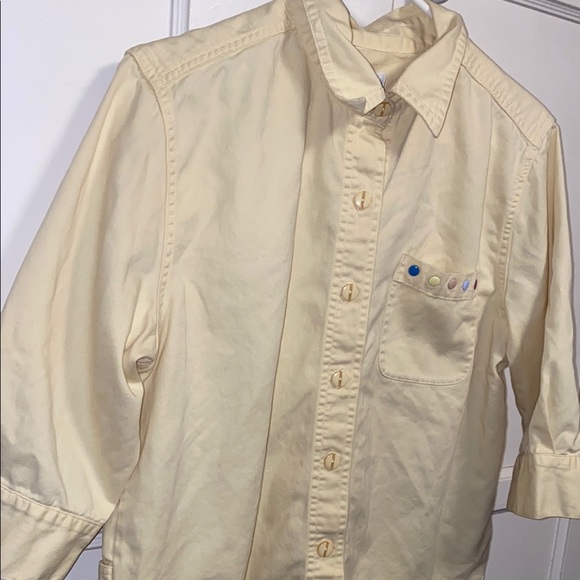 Christopher & Banks Medium Yellow Button Down Shirt - Picture 12 of 13